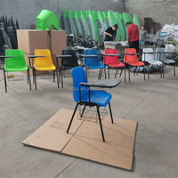 Chaise de formation moderne en plastique durable avec tablette d'écriture, porte-livres mobile, structure métallique, écologique, capacité de charge 150 kg, pour bureau à domicile