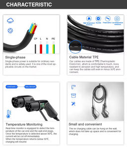 Cable de Carga para Vehículos Eléctricos Daoyu Tipo 2, Modo 3, 1 Fase, 16A, TPU, Alta Compatibilidad, Personalizable - Product Image 3