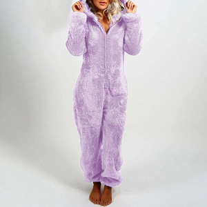 Winter Warm <strong>Pyjamas</strong> <strong>Women</strong> <strong>Fluffy</strong> Fleece Jumpsuits Sleepwear Overall Hood Sets Pajamas for <strong>Women</strong> Adult - Product Image 6