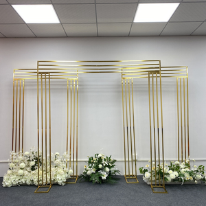 Glänzender Metall-Goldüberzug Outdoor-Ballonständer Hintergrund Wiederverwendbarer Kunstblumen-Rahmen Hochzeits-Quadratbogen Kulisse - Product Image 1