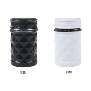 Car Ashtray With Light Vent Mounted Diamond Cut Faceted White <b>Plastic</b> 11x7.5Cm <b>Sliding</b> Cover For Car Use - Product Image 4