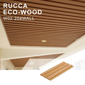 Panneau mural composite WPC décoratif en PVC 204*16mm, grain de bois naturel, couleur blanche, planches en bois-plastique par RUCCA - Product Image 3