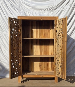 Modern Solid Wood <b>Wardrobe</b> Almirah with Multiple Storage Shelves and Hanging Space Bedroom Furniture <b>Large</b> Capacity - Product Image 2