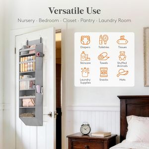 Organizador para colgar sobre la puerta, 9 bolsillos, gris, almacenamiento colgante con bolsillos laterales para usar detrás de la puerta o en la pared, tela no tejida, PVC transparente - Product Image 4