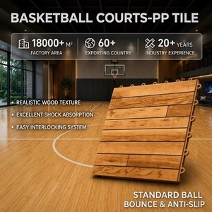 Losetas de Suelo Deportivas de PP con Aspecto de Madera, Encajables, Impermeables, para Garaje, Gimnasio, Patio, Cancha - Product Image 1