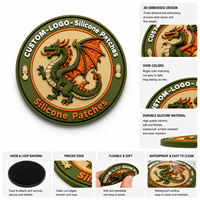 Patch en silicone personnalisé, design dragon 3D, badge en PVC avec logo en relief pour sac à dos, chapeau, veste, vêtements, accessoire de mode, vente en gros