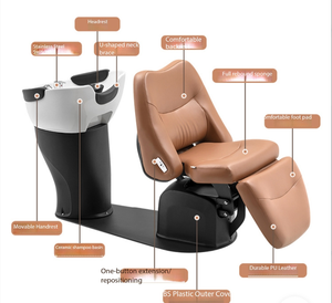 Lit de lavage capillaire électrique haut de gamme semi-inclinable pour salons de coiffure - Product Image 2