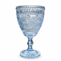 Verre à vin rose vintage en verre pressé avec motif tournesol en relief pour mariage, fête, décoration de bar