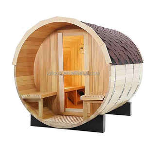 Fabrieks prijs moderne elektrische Canadese rode cederhouten sauna voor 4 personen, buitengebruik, tuinvilla, houten tonvormige sauna - Product Image 3