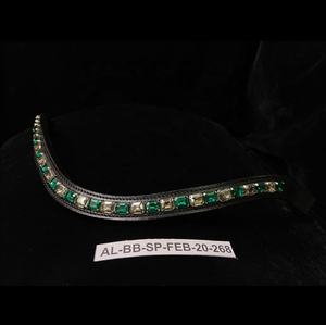 Bandas de caballo de cuero genuino con tachuelas de caballo duraderas con logotipo personalizado con cristal ecuestre ostentoso para montar - Product Image 1