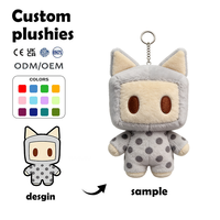 Porte-clés en peluche personnalisé avec logo en relief, anneau détachable, peluche courte et douce, breloque pour sac/cadeau de fête, adorable pendentif en peluche de chat