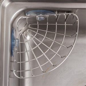 304 Stainless Steel Modern Kitchen Sink Corner Storage <b>Basket</b> with Suction Cup Rack for Hotel Use - Product Image 5