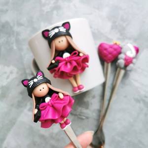 Taza de Cerámica con Diseño de Gata Linda, Taza de Regalo de Arcilla Polimérica - Product Image 4