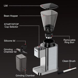 Molinillo de Café Comercial con Pantalla LCD y Logotipo Personalizado, Molinillo de Café Cónico de 50 mm con Muelas Planas, Molienda Uniforme y Baja Velocidad - Product Image 6