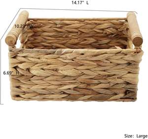 Paniers rectangulaires écologiques faits à la main avec poignées en bois, bacs rectangulaires à usage domestique avec poignées - Product Image 5