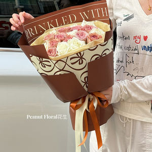 Papel de embalaje de flores de nudo de lazo de color sólido impermeable <span class=keywords><strong>para</strong></span> envolver Ramos y embalaje de regalos - Product Image 4