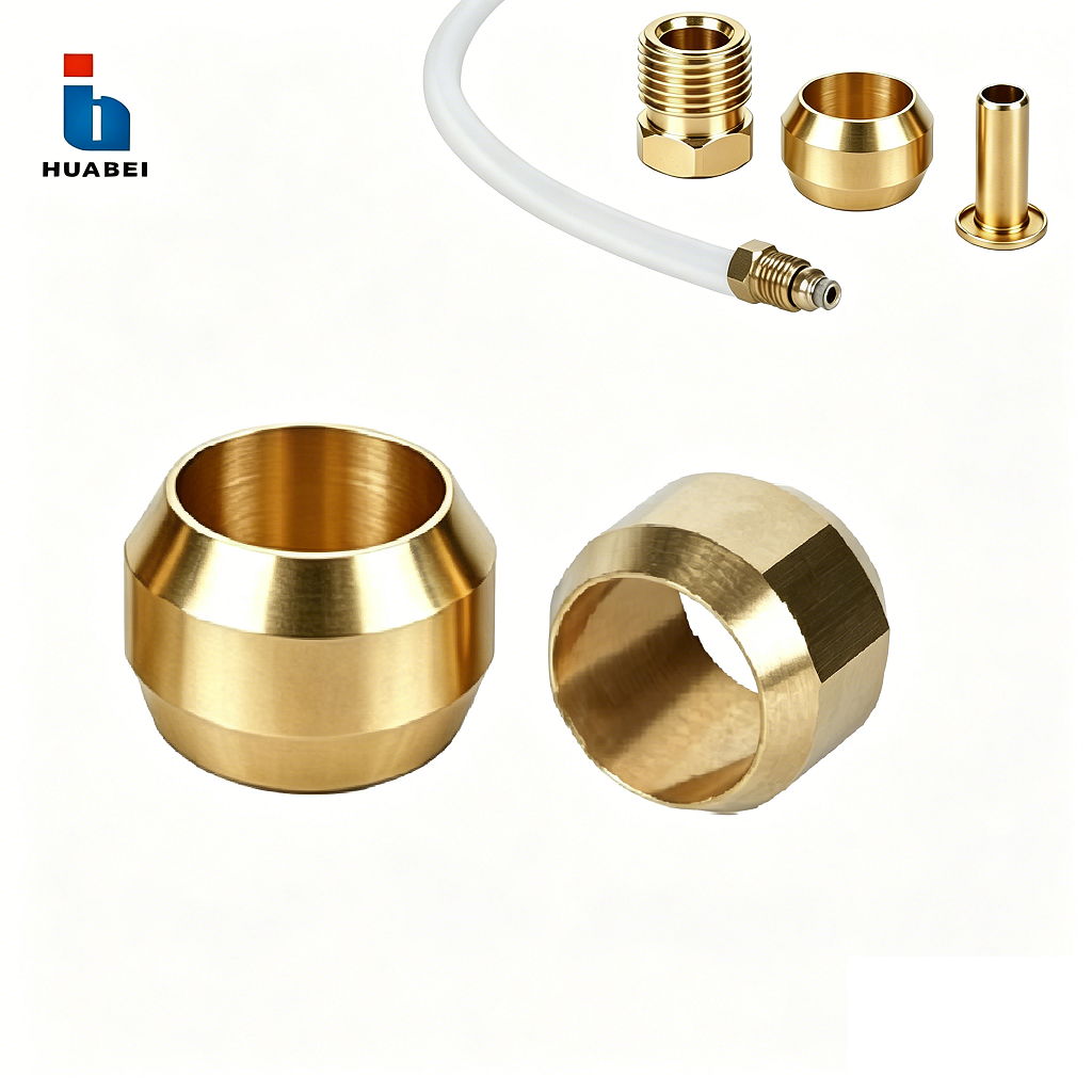 Brass Tube Fitting Compression Sleeve Oil Pipe Sealing Ring Ferrule Lubrication Fittings · image 1