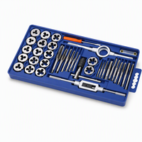 Kit de 40 pièces d'outils de filetage métriques et SAE en acier à roulements GCr15 M3-M12 pour réparation de filetages, avec porte-mèche, clé à taraud et mallette