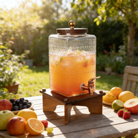 Distributeur de boissons en verre de grande taille en gros, robinet, support, distributeur de jus de limonade, distributeur de boissons pour fête, mariage
