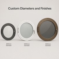 Ventana Abatible de Aluminio y Vidrio de Diseño Industrial Circular Personalizada, Aislamiento Térmico, Impermeable, Verificada