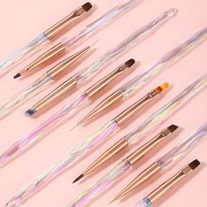 Pinceau à ongles hexagonal en acrylique transparent, pinceau en plastique pour la manucure, la peinture au gel et la création d'art sur les ongles - Product Image 6