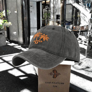 Casquette de baseball brodée de cocotier vintage Chapeau de camionneur en détresse lavé sportif à 5 panneaux avec broderie à la main - Product Image 2