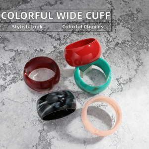 Brazalete Ancho de Moda Simple con Diseño Geométrico Redondo en Acrílico de Colores Mixtos, Regalo Moderno para Unisex - Product Image 2