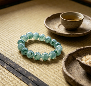 Bracelet en perles de jade naturel authentique, motif fleur flottante, couleur vert jadeite haute qualité, jade <span class=keywords><strong>Dulong</strong></span>, cadeau unisexe pour toutes les occasions - Product Image 5