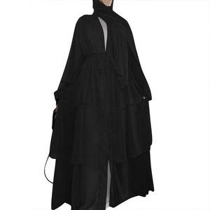 Arabo Oman elegante Chiffon Kimono da donna tinta unita 3 strati aperti abiti musulmani Dubai Abaya - Product Image 4