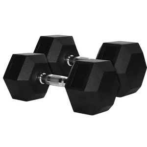Mancuernas hexagonales de goma para musculación, equipo de gimnasio personalizado OEM, fabricación china, 2 ~ 32 kg, de hierro fundido, sin peso