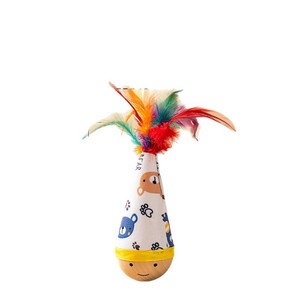 Jouet pour chat Tumbler, plumes stimulantes, balle de baseball pour chat, jouet essentiel pour chat. - Product Image 1