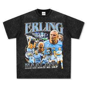 High Street Vintage Washed Norwegian Football Star # T-shirt 9 250G pour homme, coupe ample, style urbain - Product Image 1