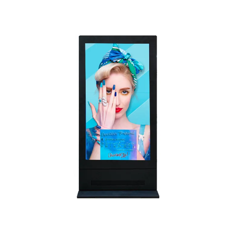 Açık totem 75 inç yüksek parlaklık 3500nits IP65 su geçirmez açık LCD reklam ekran totem kiosK dijital tabela