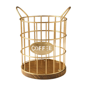 Wire Basket Coffee Capsule Storage Round Minimalist Desktop Organizer 1-3L Standing Type - Product Image 5