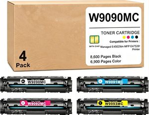 Cartucho de Tóner W9090MC, Paquete de 4, Compatible con HP E45028dn <span class=keywords><strong>E47528f</strong></span>, Reemplazo Compatible W9090MC W9091MC W9092MC W9093MC (BK/C/M/Y) - Product Image 1