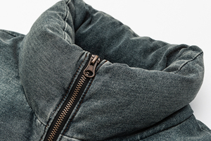 Cappotti in Denim da uomo con collo alto stile Vintage bianco 90% sbiadito - Product Image 4