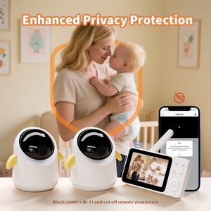 جهاز مراقبة الأطفال بكاميرا مزدوجة لمراقبة طفلين في نفس الوقت، شاشة مراقبة متنقلة للأطفال مع ضوء نوم RGB، تذكير بالموسيقى الهادئة وتذكير بالرضاعة - Product Image 6