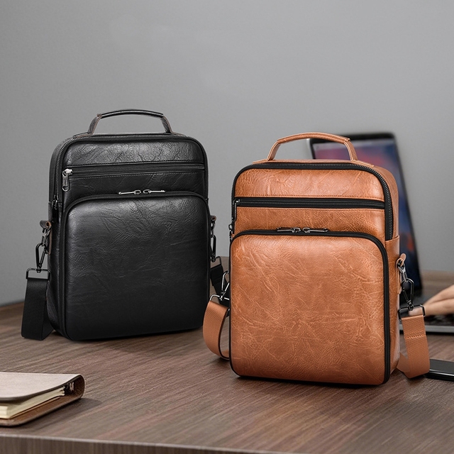 Custom Logo Business Men Travel Retro Waterproof PU Leather 13 Inch Tablet Shoulder Carrying Sleeve Case Bag for IPad