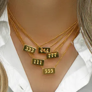 Stainless Steel 111-999 Angel Number Necklace Jewelry Non Tarnish Jewelry 18K Gold Plated Hypoallergenic Jewelry Wholesale