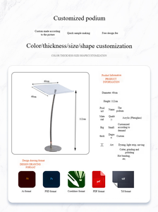 Pupitre <span class=keywords><strong>de</strong></span> conférence incurvé sur pied, personnalisé, avec plateau en acrylique noir, facile à assembler, recyclable et résistant à l'eau - Product Image 3
