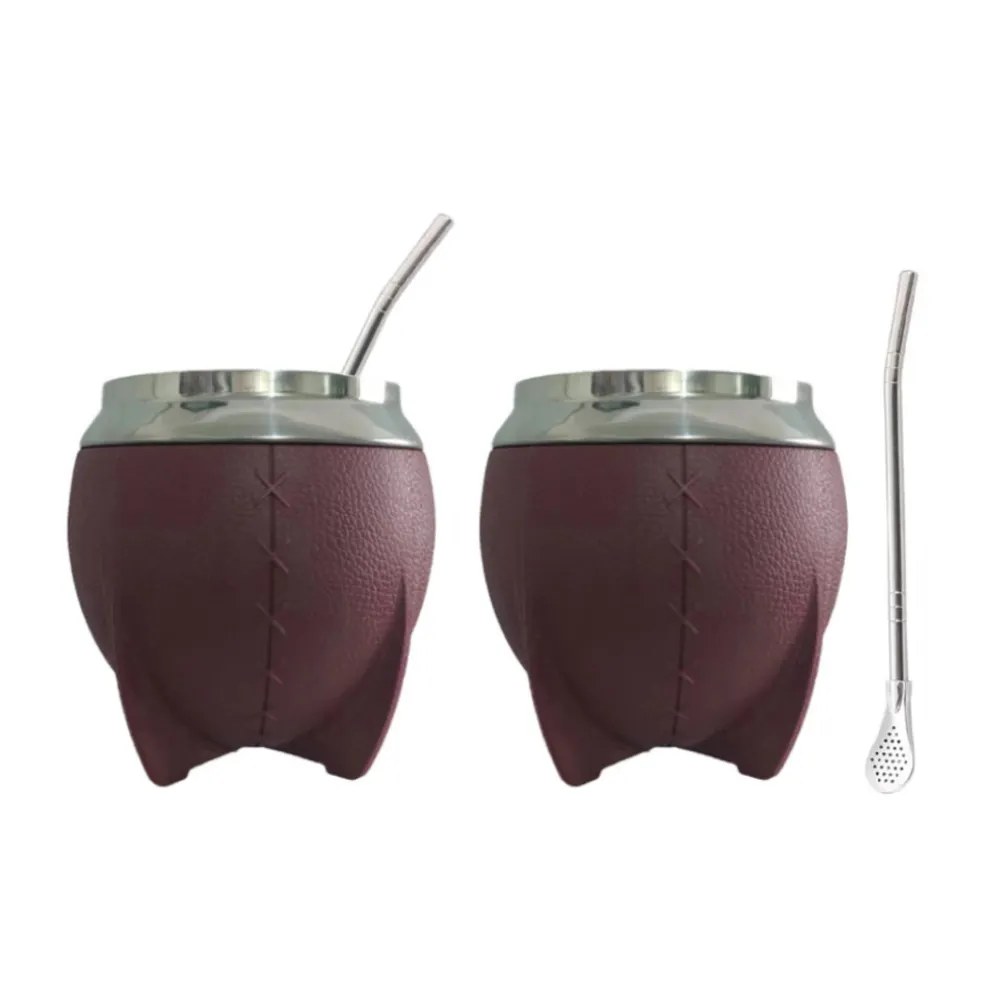 Premium Yerba Mate Gourd Mate Cup Uruguaio Estilo IMPERIAL Couro Envolvido Yerba Mate Cup com Colher Coador