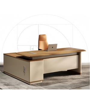 Escritorio Ejecutivo de Lujo, Moderno, de Madera, Mesa de Oficina para Jefe, Escritorio de <span class=keywords><strong>Director</strong></span> de Alta Gama con Gabinete Lateral, Muebles de Oficina Grandes para CEO - Product Image 1