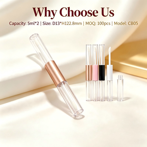 Tube de brillant à lèvres double embout <span class=keywords><strong>ISMAN</strong></span> 2-en-1 vide 10 ml avec applicateur Doe Foot transparent blanc rond en ABS PETG – Vente en gros cosmétique bicolore - Product Image 3