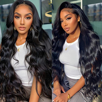 Peluca de Cabello Humano con Frente de Encaje, Ondulada, 13x6 HD, Peluca Frontal de Encaje 13x4 sin Pegamento para Mujeres Negras, Alibaba