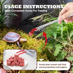Pinces d'alimentation <span class=keywords><strong>pour</strong></span> reptiles en acier inoxydable de 10,6 pouces, pinces longues courbées avec embouts en <span class=keywords><strong>silicone</strong></span> <span class=keywords><strong>pour</strong></span> lézards, aquarium, <span class=keywords><strong>terrarium</strong></span> - Product Image 2