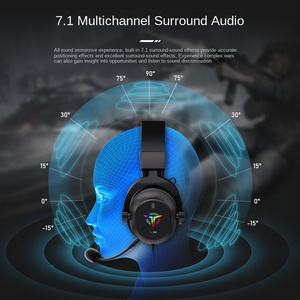 Rambotech RGB Wired Dynamic With <b>Microphone</b> Metal & Leather USB 1.95m Button Controls 20Hz-20kHz G4000W Ps4 Heads - Product Image 5