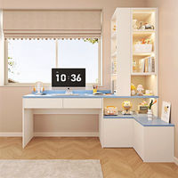 Bureau d'étude intégré pour étudiant avec étagère, bibliothèque d'angle, table de chevet, bureau d'étude à domicile, armoire de rangement