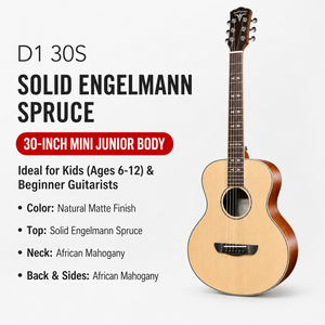 Corpo di Chitarra Acustica da 30 Pollici con Top in Abete Engelmann Massiccio, Fondo e Fasce in Palissandro, <span class=keywords><strong>6</strong></span> Corde in Acciaio per Bambini - Product Image 1