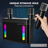 Haut-parleur Bluetooth sans fil portable rechargeable pour karaoké extérieur, haute puissance, petit format, avec deux micros et sangle 927