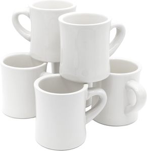 Tasses à café en céramique blanches crème personnalisées, style rétro vintage classique, épaisses, imprimées, avec logo personnalisé, en porcelaine - Product Image 4